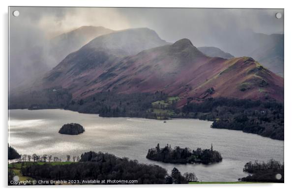 Catbells under storm clouds Acrylic by Chris Drabble
