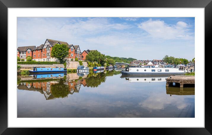 Panorama of colourful narrow boats reflecting on t Framed Mounted Print by Jason Wells