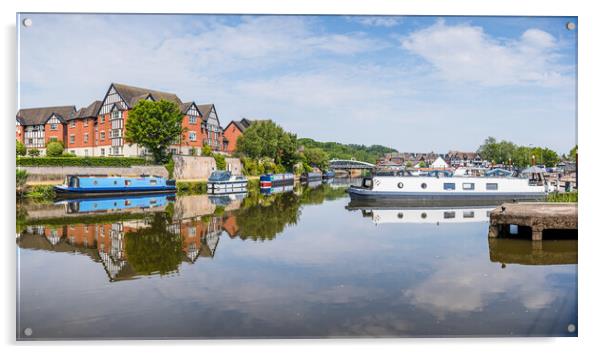 Panorama of colourful narrow boats reflecting on t Acrylic by Jason Wells