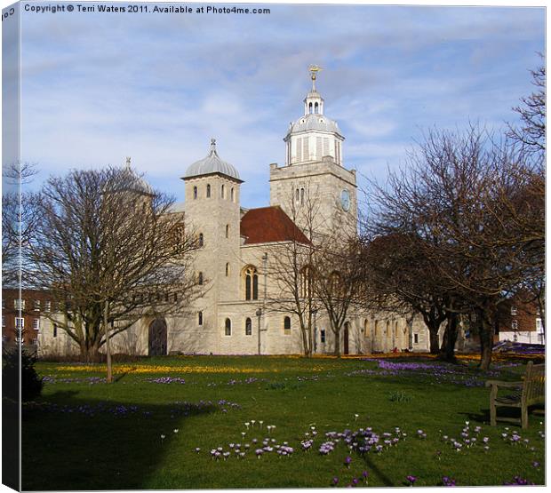 Portsmouth Cathedral in Springtime Canvas Print by Terri Waters