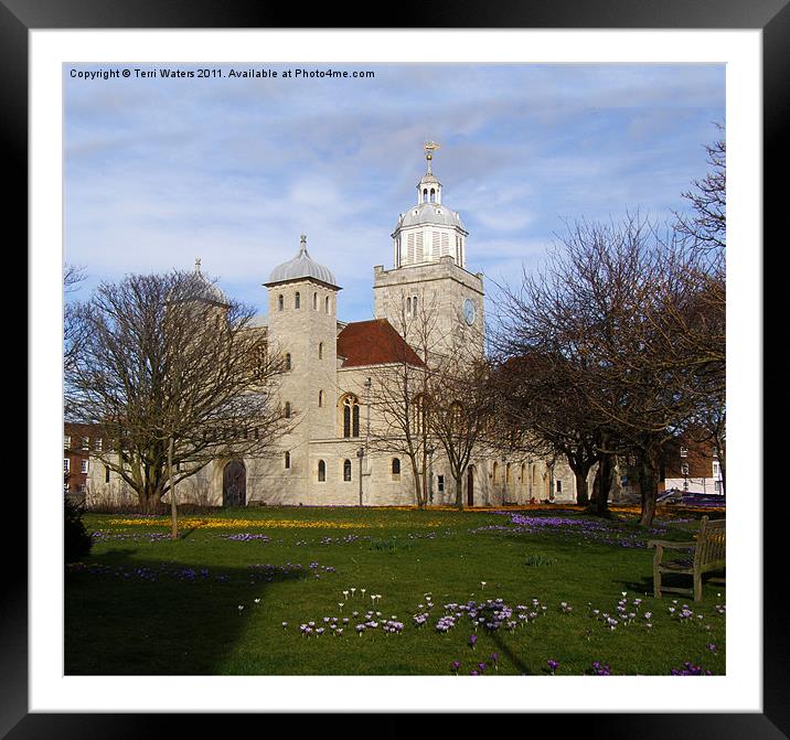 Portsmouth Cathedral in Springtime Framed Mounted Print by Terri Waters