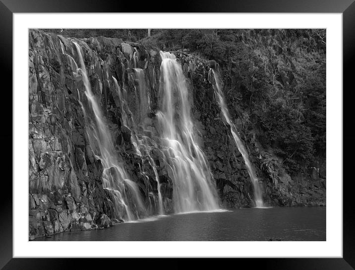Waterfall at Ramdah India Framed Mounted Print by T R   Bala subramanyam