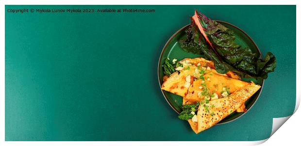 Omelet with greens, space for text Print by Mykola Lunov Mykola