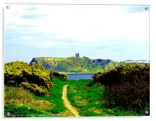 Scarborough Castle's Coastal View Acrylic by john hill