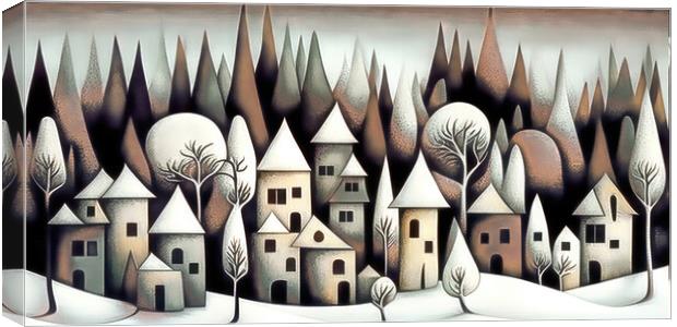 Snowy Alpine Village Canvas Print by Brian Tarr