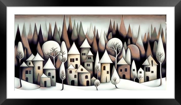 Snowy Alpine Village Framed Mounted Print by Brian Tarr