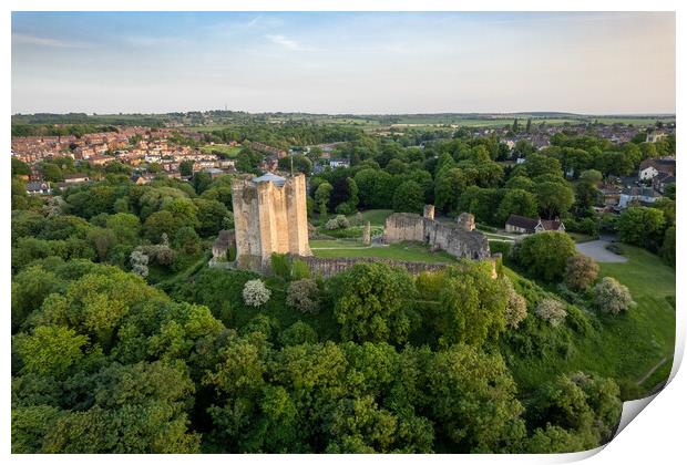 Conisbrough Castle End Of The Day Print by Apollo Aerial Photography