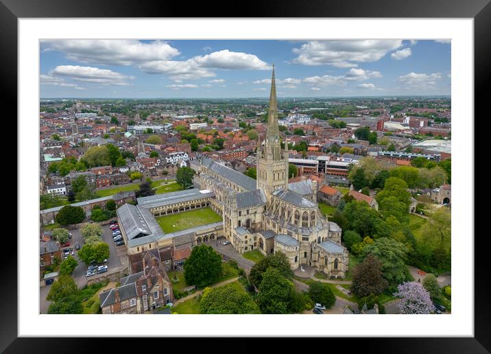Norwich Cathedral Framed Mounted Print by Apollo Aerial Photography