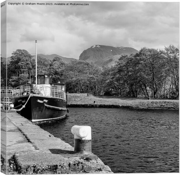Souters Lass at Corpach monochrome Canvas Print by Graham Moore