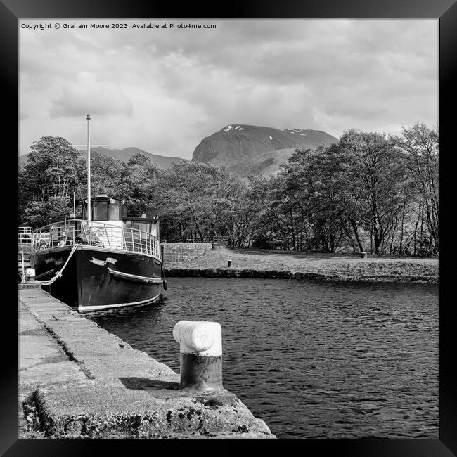 Souters Lass at Corpach monochrome Framed Print by Graham Moore
