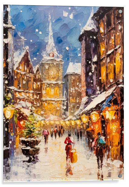 Christmas Shopping Street Acrylic by Robert Deering