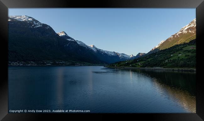 Norwegian fjord Framed Print by Andy Dow