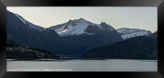 Fjords at dawn Framed Print by Andy Dow