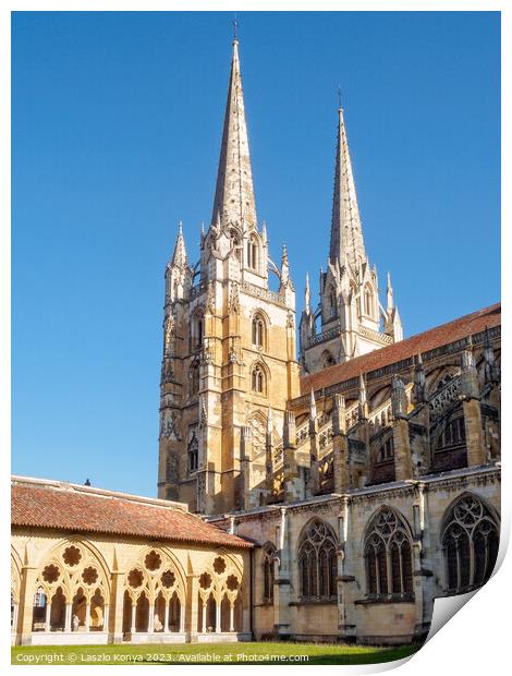 Cathedral of Saint Mary - Bayonne Print by Laszlo Konya