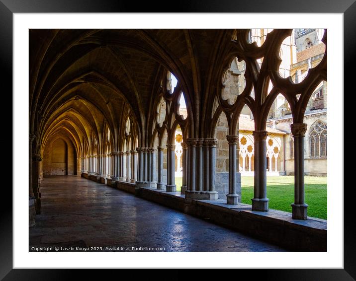 Cloister of the Cathedral of Saint Mary - Bayonne Framed Mounted Print by Laszlo Konya
