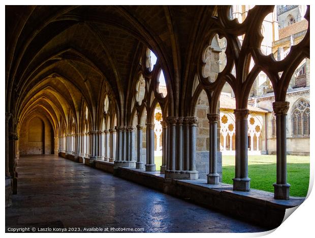 Cloister of the Cathedral of Saint Mary - Bayonne Print by Laszlo Konya
