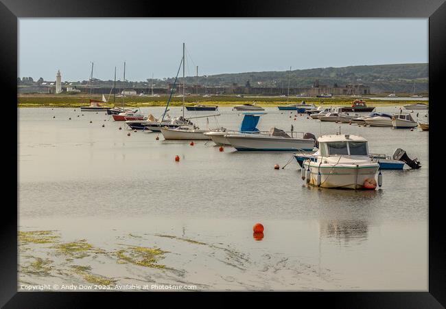 Keyhaven at high tide Framed Print by Andy Dow