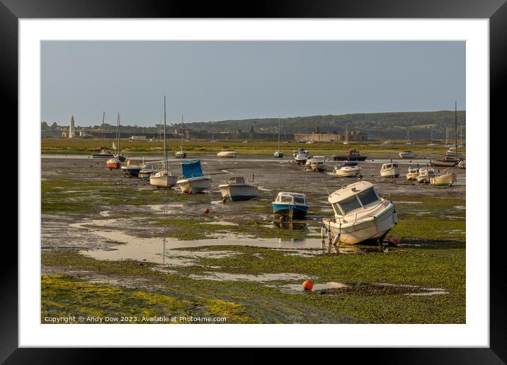 Keyhaven at low tide Framed Mounted Print by Andy Dow