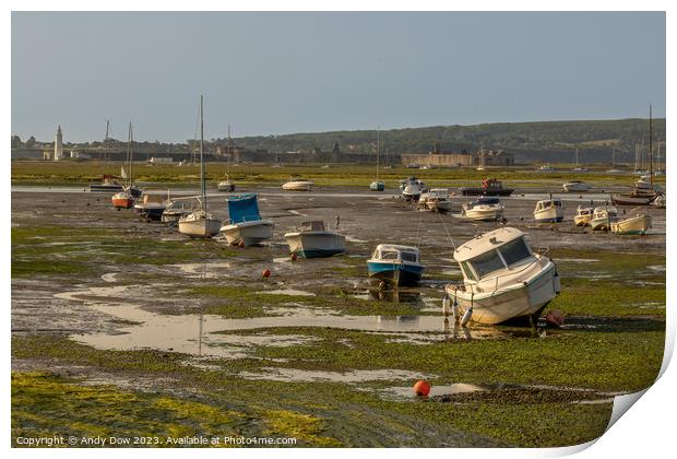 Keyhaven at low tide Print by Andy Dow