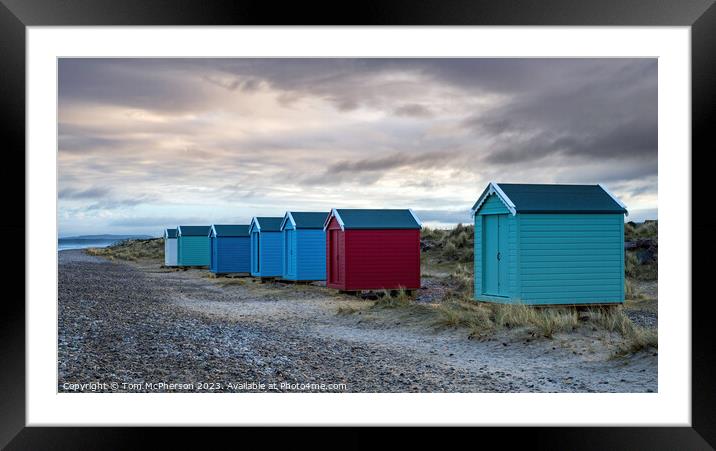 Findhorn Beach Huts Framed Mounted Print by Tom McPherson