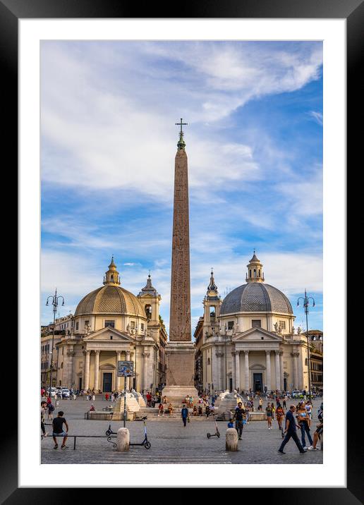 Piazza del Popolo Churches and Obelisk in Rome Framed Mounted Print by Artur Bogacki