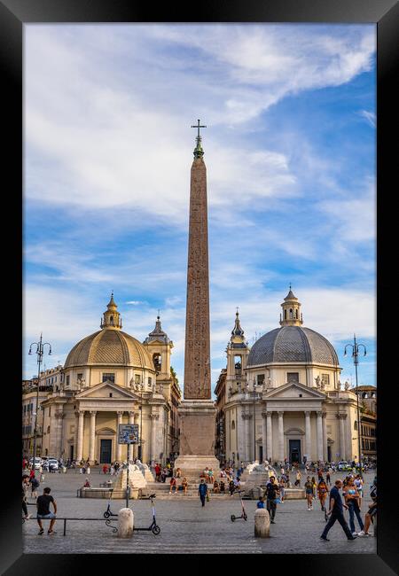 Piazza del Popolo Churches and Obelisk in Rome Framed Print by Artur Bogacki