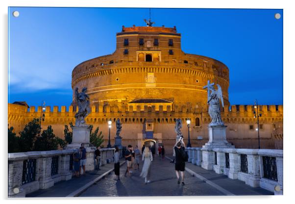 Castel Sant Angelo by Night in Rome Acrylic by Artur Bogacki