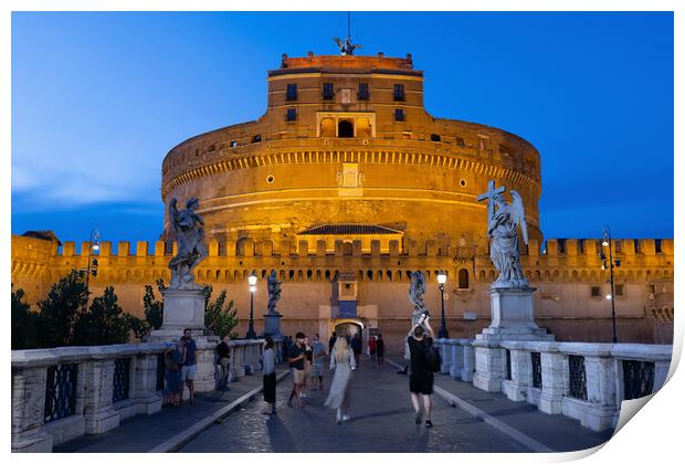 Castel Sant Angelo by Night in Rome Print by Artur Bogacki