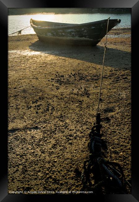 Boat and coming tide - Algarve Framed Print by Angelo DeVal