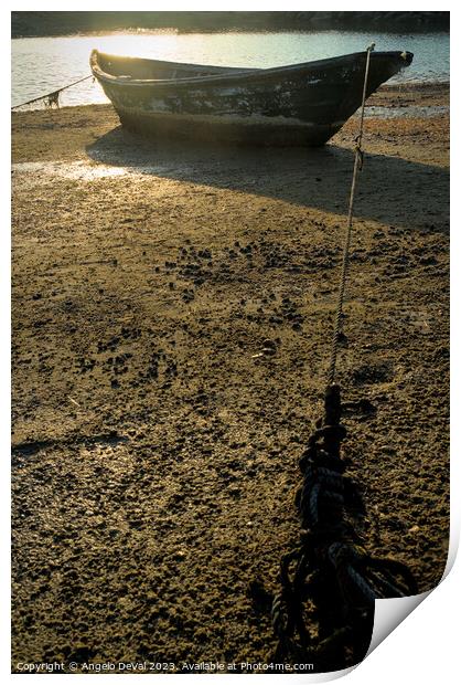 Boat and coming tide - Algarve Print by Angelo DeVal