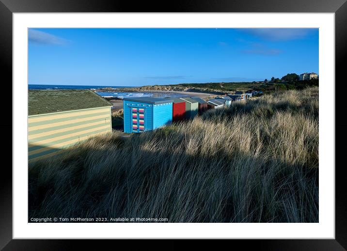 Hopeman Beach Huts from rear Framed Mounted Print by Tom McPherson