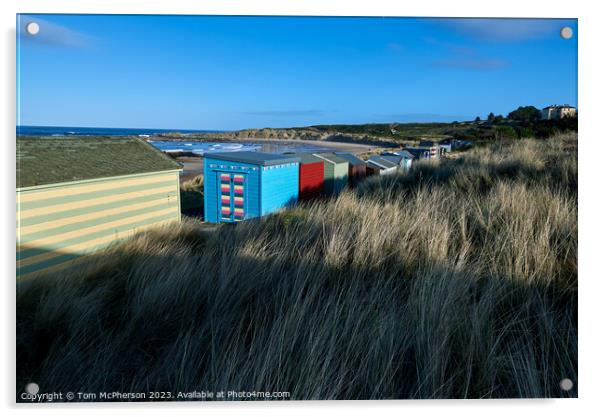 Hopeman Beach Huts from rear Acrylic by Tom McPherson