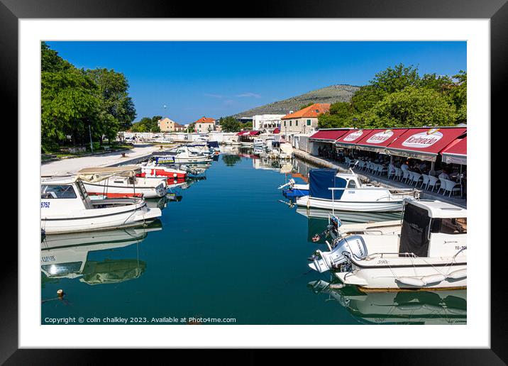 Between Croatia mainland and the island of Trogir Framed Mounted Print by colin chalkley