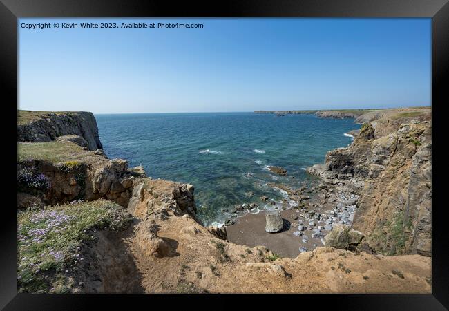 Bay between Barfundle bay to Broadhaven South Framed Print by Kevin White