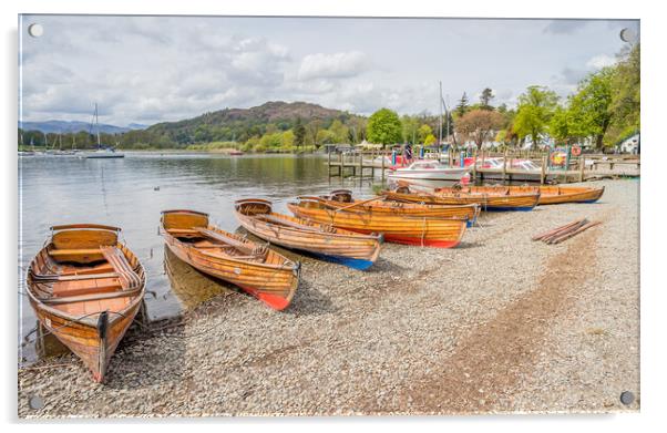 Wooden rowing boats on the shores at Ambleside Acrylic by Jason Wells