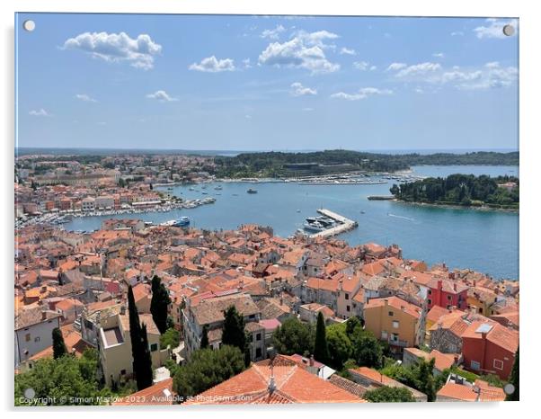View overlooking Rovinj in Croatia Acrylic by Simon Marlow