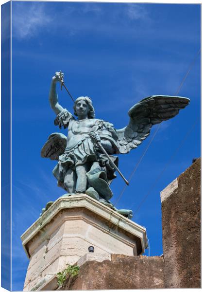 Michael the Archangel at Castel Sant Angelo Canvas Print by Artur Bogacki