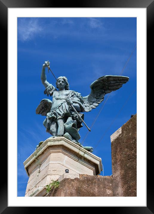 Michael the Archangel at Castel Sant Angelo Framed Mounted Print by Artur Bogacki
