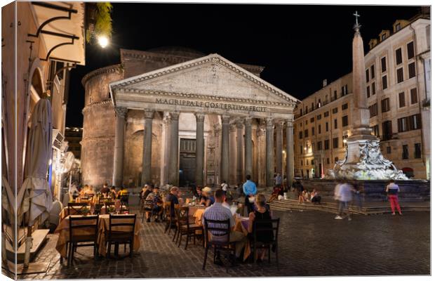 Night at the Pantheon in Rome Canvas Print by Artur Bogacki