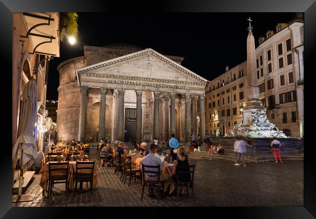 Night at the Pantheon in Rome Framed Print by Artur Bogacki