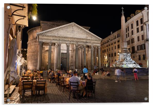 Night at the Pantheon in Rome Acrylic by Artur Bogacki