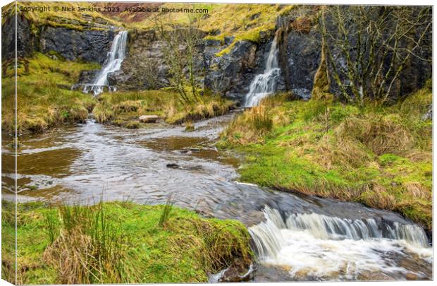 Three waterfalls at Aisgill in Cumbria  Canvas Print by Nick Jenkins