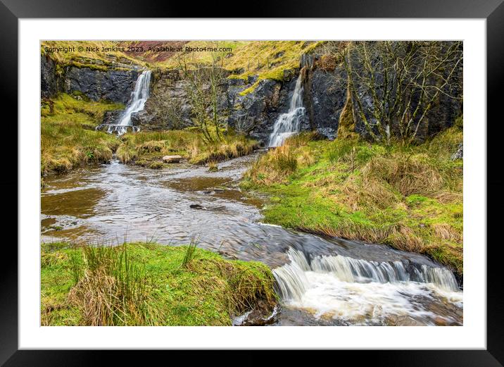 Three waterfalls at Aisgill in Cumbria  Framed Mounted Print by Nick Jenkins
