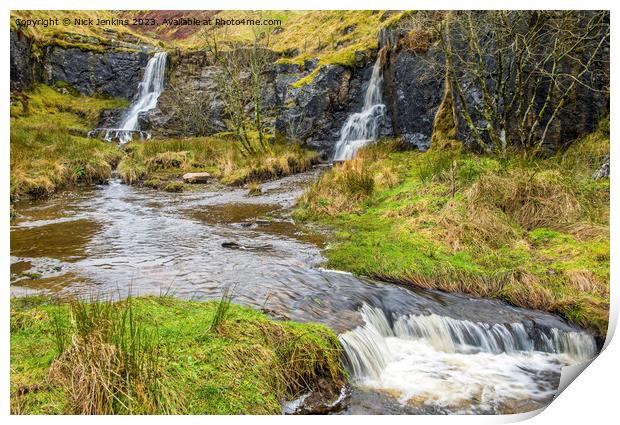 Three waterfalls at Aisgill in Cumbria  Print by Nick Jenkins