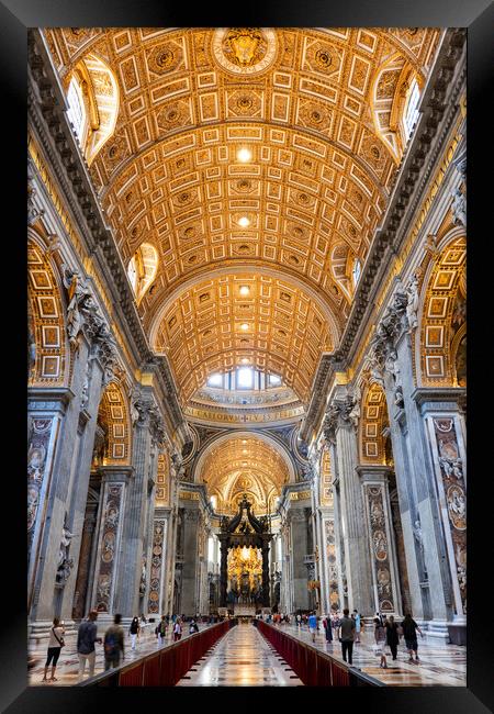 Interior of St Peter Basilica In Vatican Framed Print by Artur Bogacki