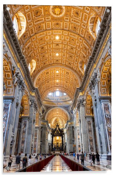 Interior of St Peter Basilica In Vatican Acrylic by Artur Bogacki