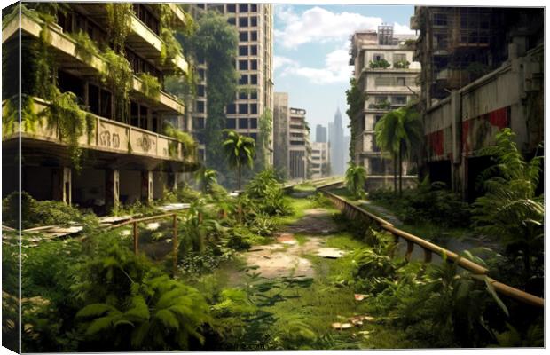 Abandoned city, end of civilization Canvas Print by Paulina Sator