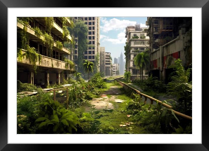 Abandoned city, end of civilization Framed Mounted Print by Paulina Sator