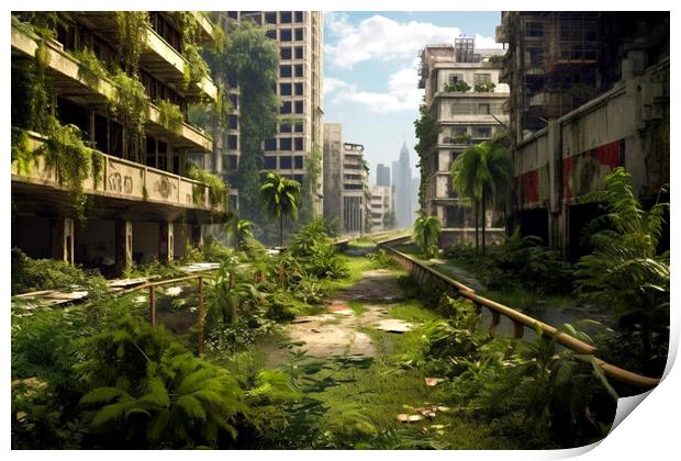 Abandoned city, end of civilization Print by Paulina Sator
