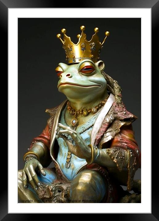 Frog king - kiss me Framed Mounted Print by Paulina Sator